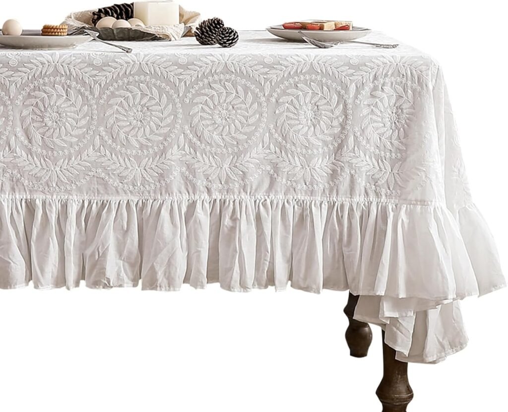 How to set a Beautiful Easter Table embroidered tablecloth