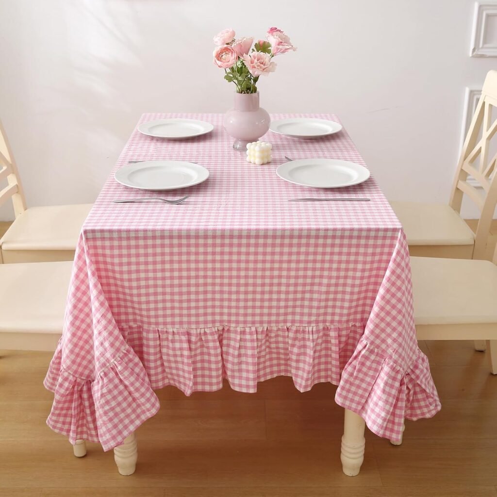 How to set a Beautiful Easter Table pink and white gingham tablecloth